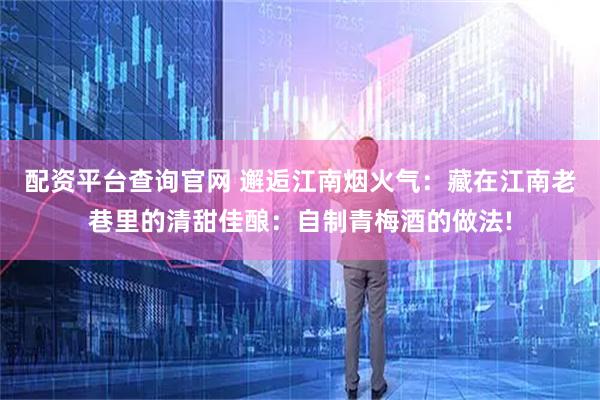 配资平台查询官网 邂逅江南烟火气：藏在江南老巷里的清甜佳酿：自制青梅酒的做法!